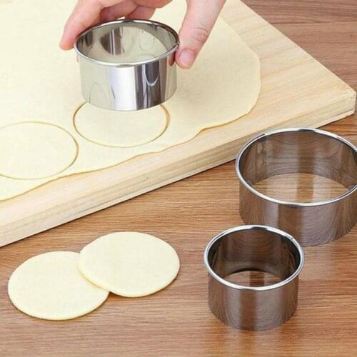 5pcs Stainless Steel Circle Round Shape Biscuit Cake Mould Cookie Cutter Mold Kitchen DIY Baking Pastry Dough Cutting Tool