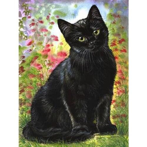 5D Diamond Embroidery Black Cat Diamond Painting Animal Pictures diamond Mosaic Full Square Drill Kits Home Decoration FG1865