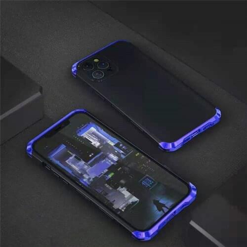 No Letter Aluminum Metal Phone Case For iphone 12 11 Pro Max XR XS MAX XS 6 6S 7 8 Plus X SE 2020 Shockproof Armor Cover Coques