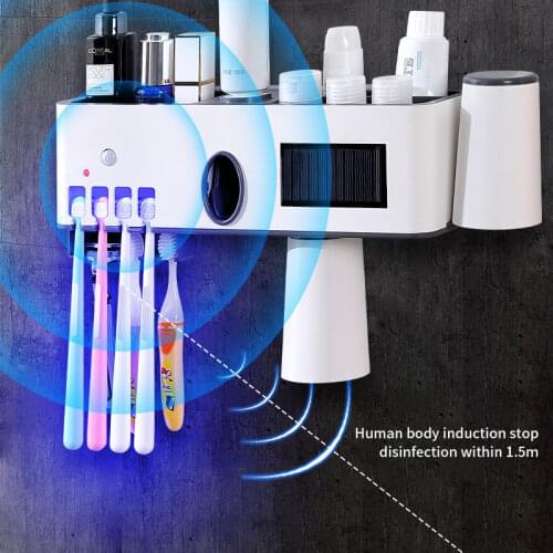 Automatic Toothbrush Sterilizer Toothpaste Dispenser Holder Wall-mount UV Toothbrush Holder No-need Charge Bathroom Accessories