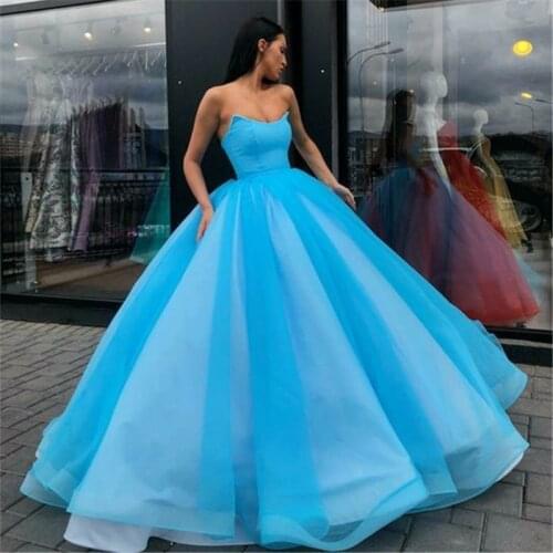 Candy Color Tulle Ball Gown Coral Long Evening Dress Royal Blue Vestido De Festa Off The Shoulder Cheap Formal Evening Gown 2020
