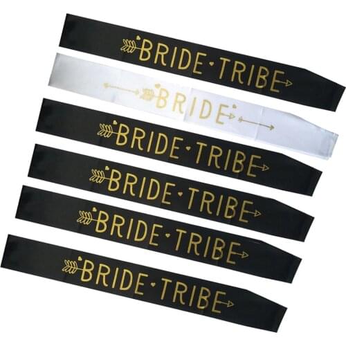 Glitter Gold Bridal Sash & 5 Sashes Supplies for Wedding Hen Party