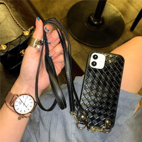 Shoulder Strap Crocodile Leopard Texture PU Leather Case For iPhone 11 12 Pro XS MAX XR X 6 7 8 Plus SE2 Necklace Lanyard Cover