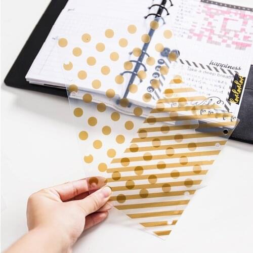 Fromthenon Spiral Notebook Dividers For Filofax Notebook A6 Transparent Pvc Gold Dividers 6pcs/set Notebook Accessories Supplies