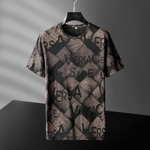 New printed plus fat plus size short-sleeved t-shirt mens 2021 summer loose extra-large fat half-sleeved mens thin
