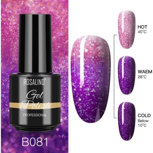 ROSALIND 7ML Gel Nail Polish Temperature Color Changing Glitter Nail Art UV Semi Permanent Shine Nail Polish For Manicure