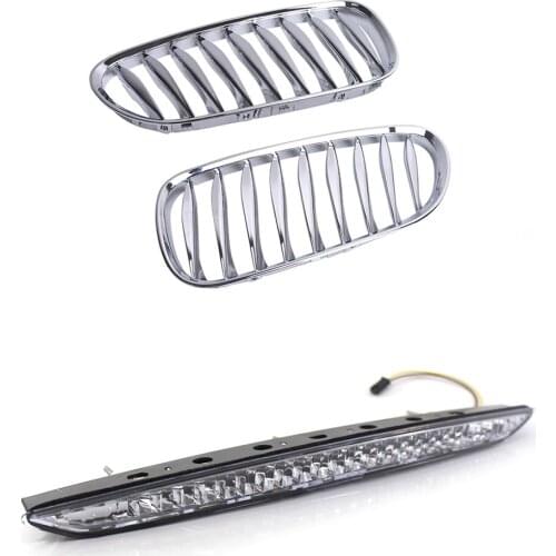 Chrome Front Grille Sporty Style & 3rd Brake Stop Light White Clear Lens for BMW Z4 E85 03-08