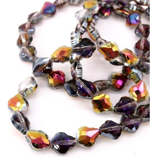 70pcs/lot Colorful Leaf Shape Crystal Beads 8x10mm Fashion Jewelry Glass Pendants For Woman Bracelets Hair Accessories Handmade