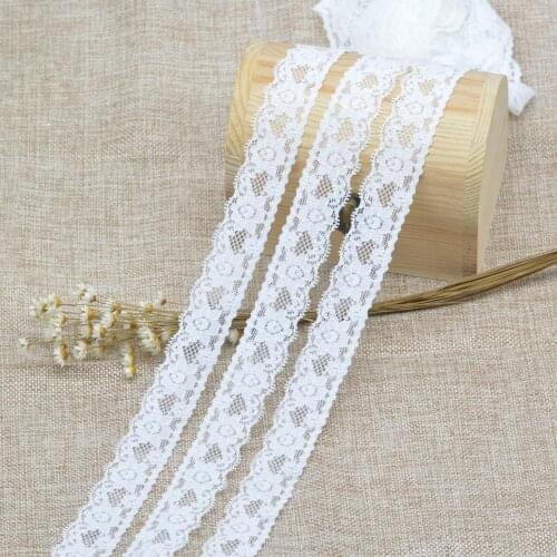 KALASO 5Yards High Quality White Elastic Lace Trim Ribbon Sewing Fabric DIY Crafts Supplies Wedding Decoration Accessories 2.4cm