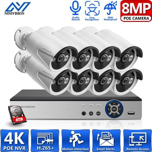 H.265 4CH POE NVR Kit CCTV Camera System Face Detection 5MP POE IP Camera Outdoor Waterproof Video Security Surveillance Set