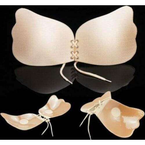CFYH Strapless Adhesive Bra Push Up Sticky Bra Silicone Lace Up Bralette BH Soutien Gorge Backless Invisible Bra A B C D