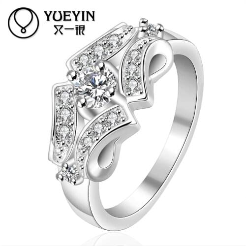 Brilliant Zircon rings Wholesale silver plated rings for women wedding party fashion jewelry for gift brilliant
