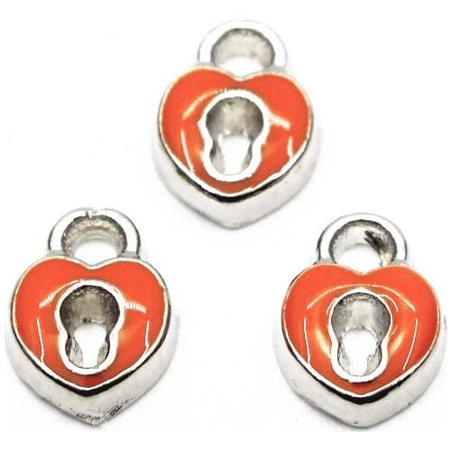 Hot selling 10pcs/lot silver lock key floating charms living glass floating pendant lockets charms