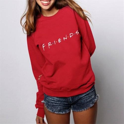 HOT SALE Womens Winter FRIENDS Letter Print Hoody Long Sleeve Sweatshirt Slouch Pullover r Jumper Tops Casual Fashion Streetwear