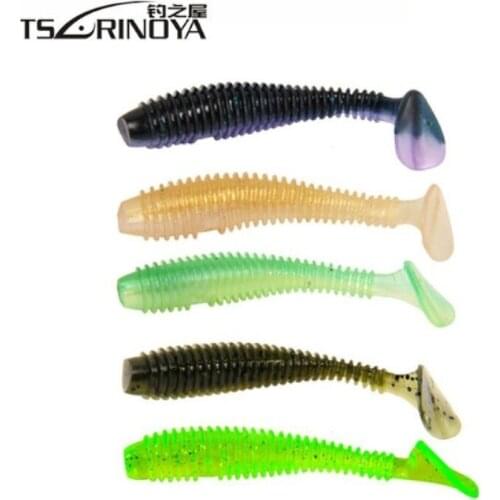 TSURINOYA Soft Bait 6Pcs 75mm/3g Silicone Baits T-tail Fishing Lure Artificial Para Pesca Leurre Peche Souple Swimbait Wobblers