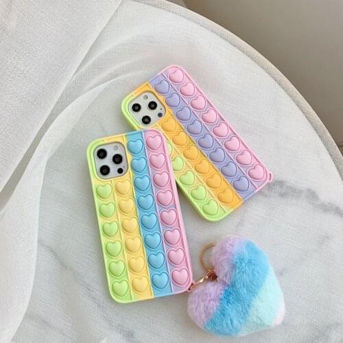 Bubble Decompression Phone Case For Iphone 11 12 Pro Max Mini XS Max 6s 7 8 Plus Soft Silicone Relieve Stress Fidget Toys Cover