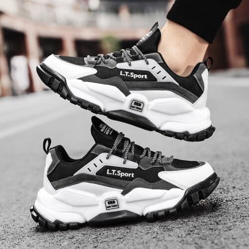 New spring Running Shoes for Men Chunky Sneakers Outdoor Breathable Mesh Sports Shoes Thick Sole Walking Shoes Zapatillas Hombre