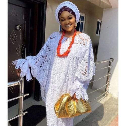 New Lace Africa Dress African Dresses for Women African Clothes 2020 Fashion Dashiki Organza Taditional 2PCS Maxi Robe Africaine