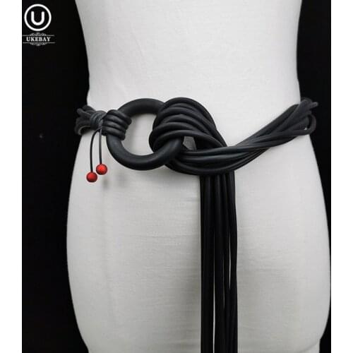 UKEBAY New Designer Handmade Belt Women Luxury Leather Belt Elasticity Chains Fashion Rubber Accessories Black Belts Novelty