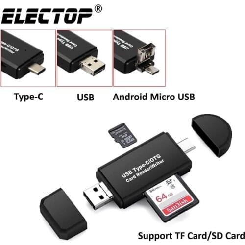 Electop Type C Micro USB USB 3 In 1 OTG Card Reader High-speed USB2.0 Universal OTG TF/SD for Android Computer Extension Headers
