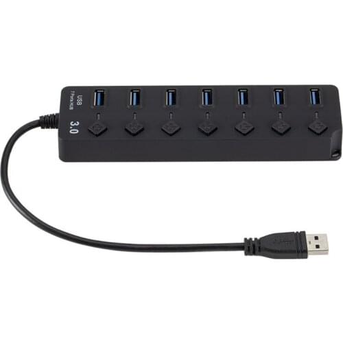 USB 3.0 Hub USB 3.0Hub Multi USB Splitter Hub Use Power Adapter 7 Port Multiple Expander 3.0 USB Hub with Switch for PC