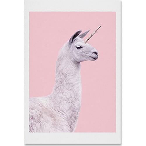 Modern Unfrtamed White Horse Animal Poster Wall Art Prints Sea Landscape Canvas Painting Pink Decoration Children-s For BedRoom