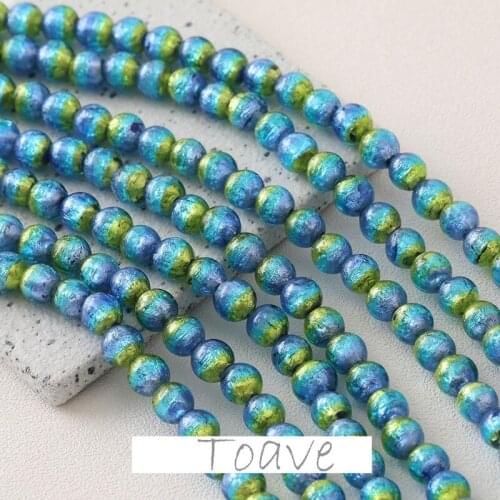 Fantasy glass beads blue purple yellow 3 color gradient color straight hole diy hand beading material accessories
