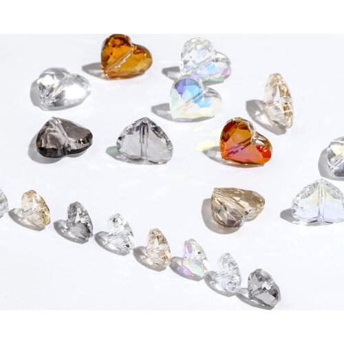 Heart Shape Glass Rhinestones With hole DIY Jewelry Accessories Hole Beads Crystals Ponitback AB Color Bracelets Strass Stones