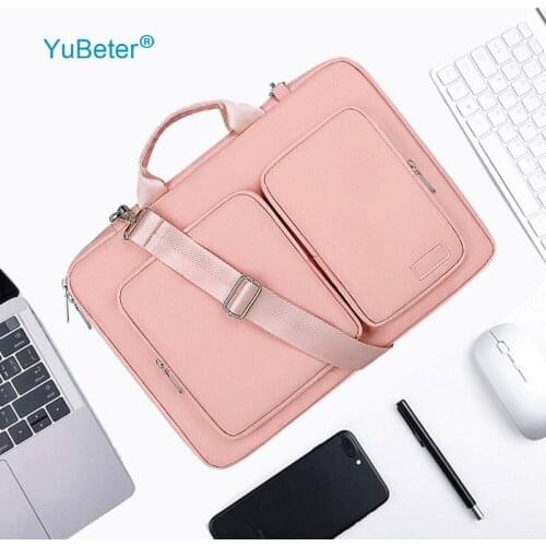 YuBeter Waterproof Shoulder Laptop Bag Notebook Sleeve for MacBook Air Pro Xiaomi Dell HP 13.3 14 15.6 Inch Women Men Briefcase