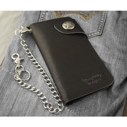 Trucker Rocker Biker Chain Blacks, Genuine Leather, Rider-Wallet with Chain