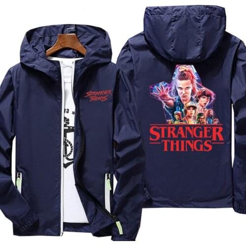 Windbreaker Drying Sport Stranger Things Outwear Jacket Street Graphic Leisure Slim Zipper Fashion Sportswear Hoodie Breathable