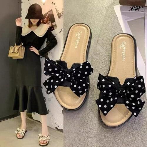 Ladies New Bowknot Summer Slippers Fashion Korean Trend Students Wear Soft Beach Flip-Flops