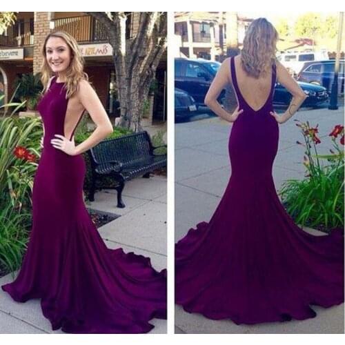 Hot Cheap Burgundy Prom Dresses Boat Neck Sexy Sleeveless Backless Sweep Train Long Mermaid Formal Evening Party Dresswns