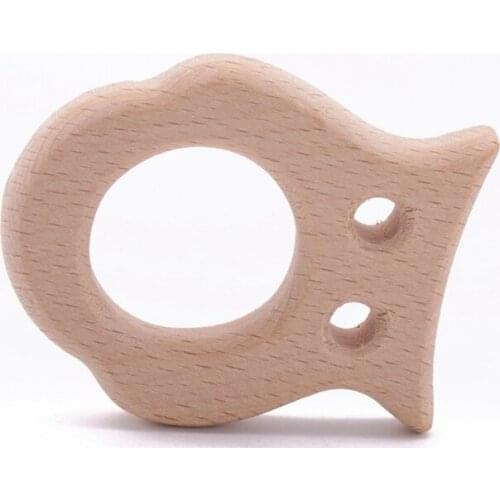 1pc Organic Food Grade Wood Animal Owl Shape Teether Flower Baby Newborn Gift Non-toxic 1pc Teething Chew Toy Gift Teethers