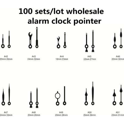 100 Sets DIY Alarm Clock hand Accessories Metal Needle Pointer Hour Hand Minute Hour Set Needles Clocks Home Decor Promotion