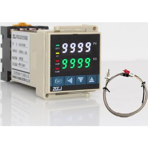 -199.9~1372'C Din rail type pid thermostat 2 relay output high temp alarm control temperature controller with a K thermocouple