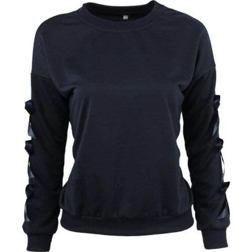 2017 S-XL New Autumn Women Full Casual Winter Fashion Sweatshirts Pullover Arm bowknot decorative O-neck long Tops