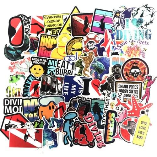 60Pcs Cartoon Outdoor Diving Stickers For Suitcase Skateboard Laptop Luggage Fridge Phone Car Styling DIY Decal Sticker