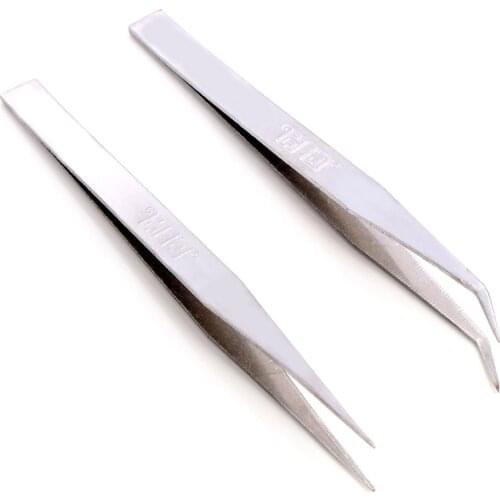 Anti-Static Excellent Quality Tweezers Bend Long nose Cross Tweezers For intersperse Beads Jewerly Sewing Accessories Tools
