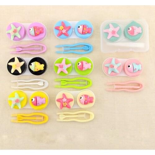1 Set Cute Starfish Little Fish Portable Contact Lens Case Fashion Eye Care Kit Travel Container For Lenses Random Color