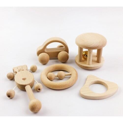 1Set BPA Free Wood Teether Beech Car Shape For Babies Gifts Best Kids Brain Game Toys Handmade Craft Ecofriendly Child Block