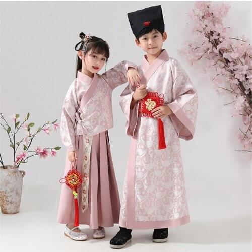 Children Ancient Chinese Costume Girl Hanfu Dress Vintage Tang Baby Boy Kids Folk Dance Traditional Clothing Festival Outfits