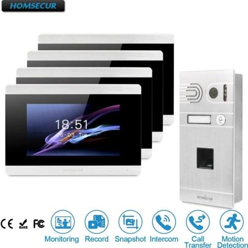HOMSECUR 7" Wired Video Door Entry Security Intercom+Call Transfer+Touch Screen Monitor for Apartment BC061-S +BM715-S