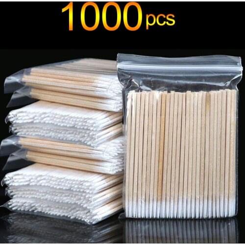 1000pcs Micro Wood Cotton Swab Eyelash Extension Tools Tatoo Microblading Cleaning Wooden Sticks Cosmetic Cotton Brush Buds Tip