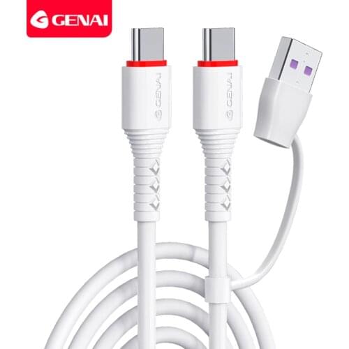 GENAI 2 In 1 USB C to USB C Cable Fast Charge Type C to Type C Cable for Mobil Phone PD 60W Charger for Samsung Huawei Xiaomi