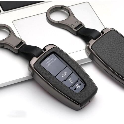 Alloy Leather Car Key Shell Cover Case For Toyota CHR C-HR Prado Camry Avalon Prius Corolla RAV4 Avalon Keychain Key Holder