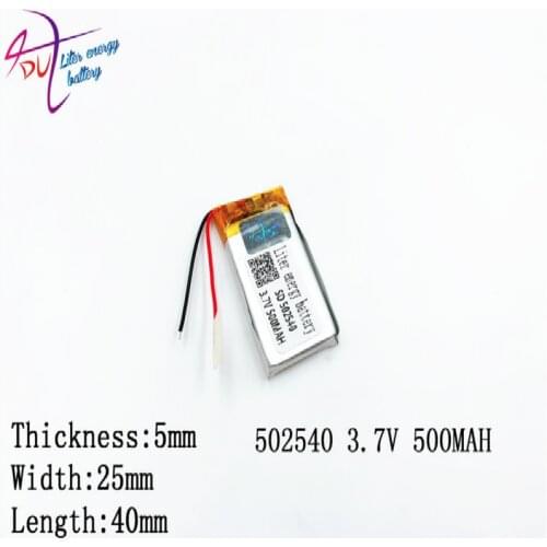 3.7v 500mah 052540 502540 Lithium Polymer Li-po Rechargeable Diy Battery For Mp3 Mp4 Mp5 Gps edio Game Toys