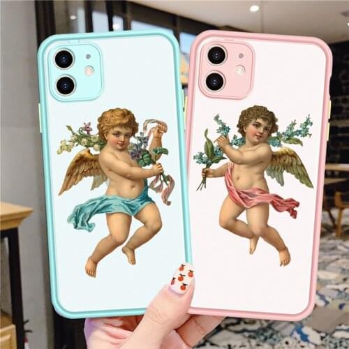 Soft TPU Matte Bumper Phone Case for IPhone 11 11 Pro MAX SE2020 6 7 8 PLUS X XS XR MAX Angel Back Cover Coque