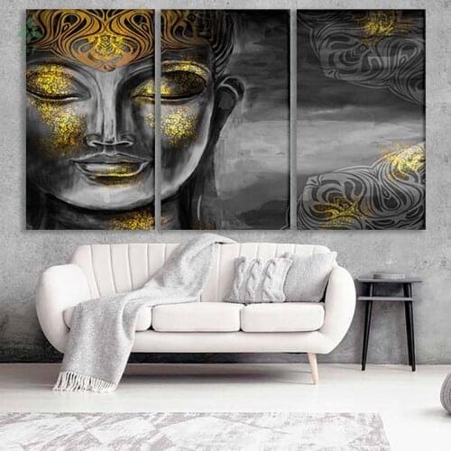 Set Of Buddhist Sculptures Oil Paintings Zen Buddhism Artwork Indoor Decoration