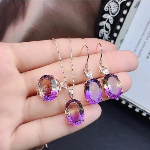 Natural Amethyst Jewelry Set,Beautiful color, delicate. It has collection value. 925 Sterling silver. Size adjustable